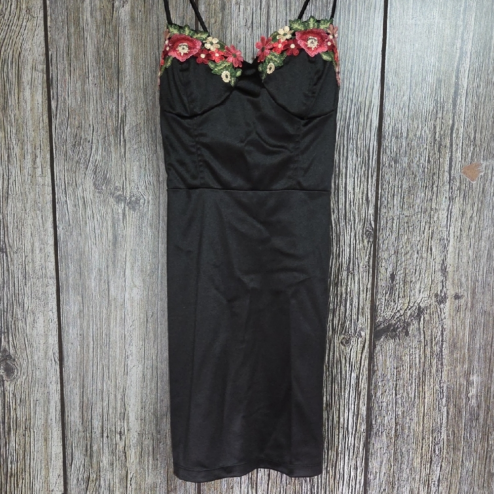 Pick 2 For $60! Speechless Black Dress with Red Floral Accents